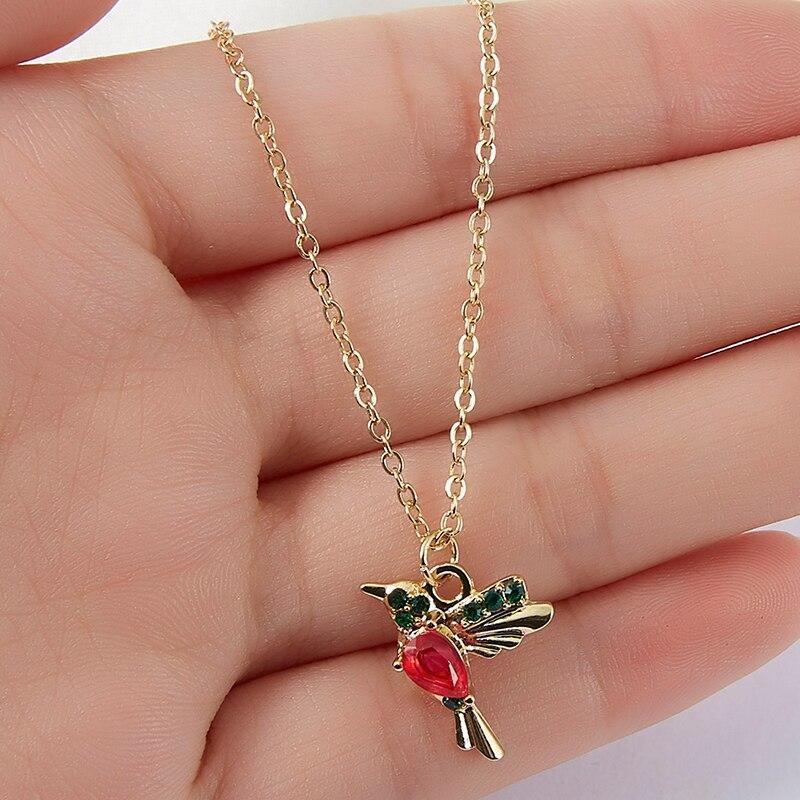 Margeret™ | Enamel and Zirconia Hummingbird Necklace