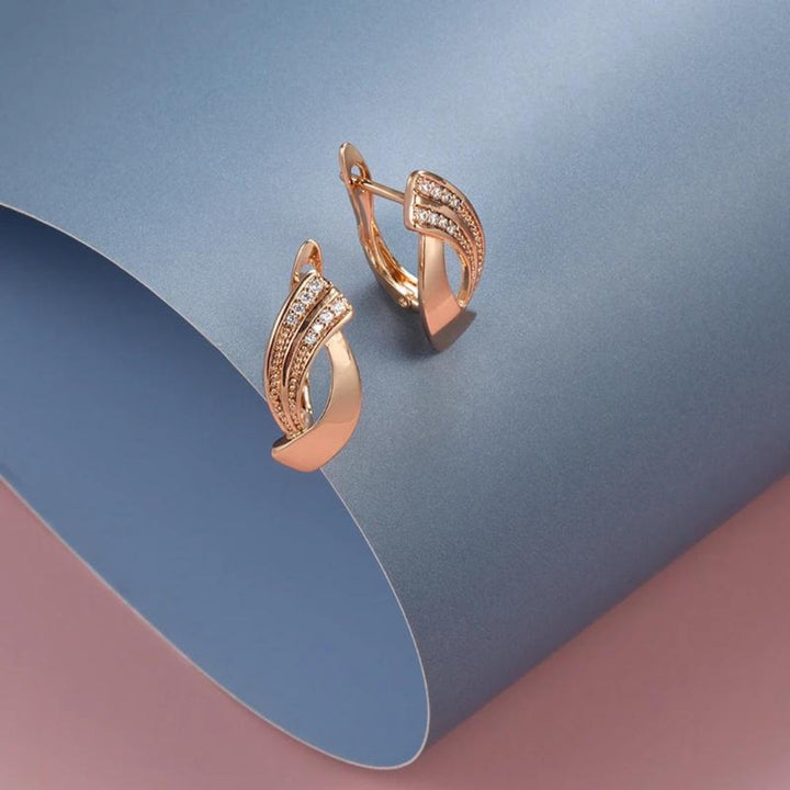 Margeret™ | Elegant Earrings with Zirconia in Rose Gold