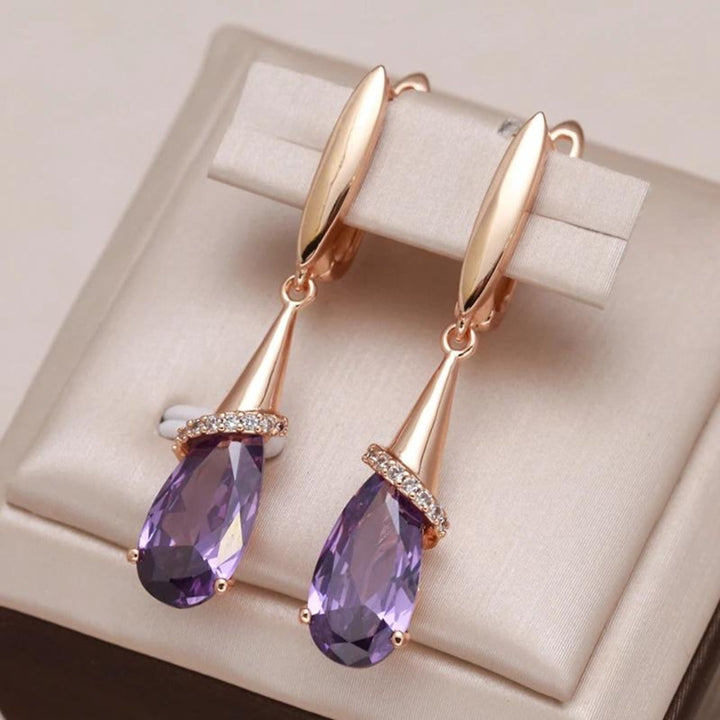Margeret™ | Purple Zirconia Earrings in Gold