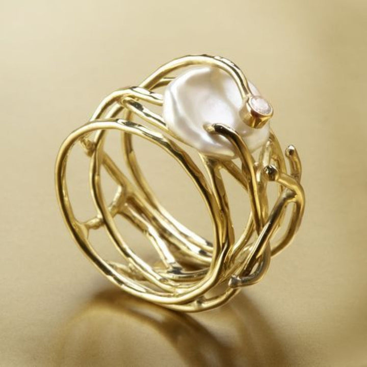 Margeret™ | Thin Gold & Pearl Ring