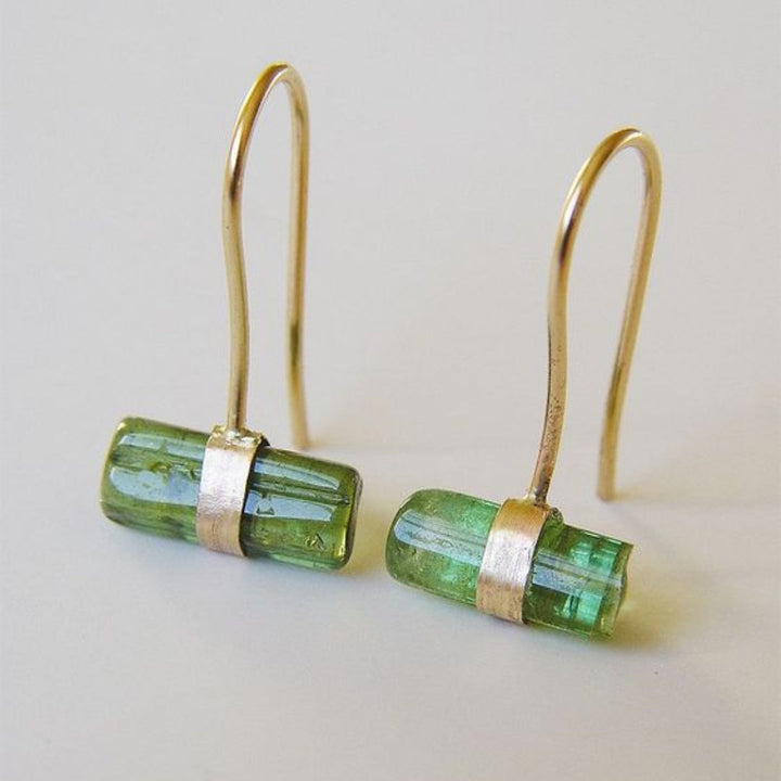 Margeret™ | Green Stone Gold Earrings