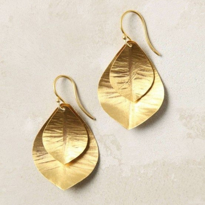 Margeret™ | Double Golden Leaf Earrings