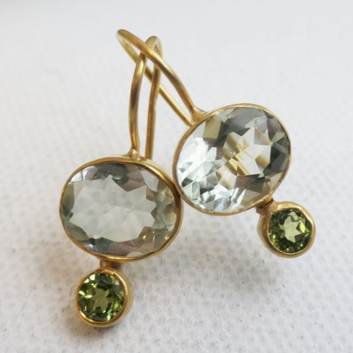Margeret™ | Green Crystal Gold Earrings