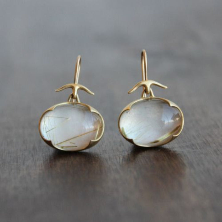 Margeret™ | Moonstone Golden Earrings