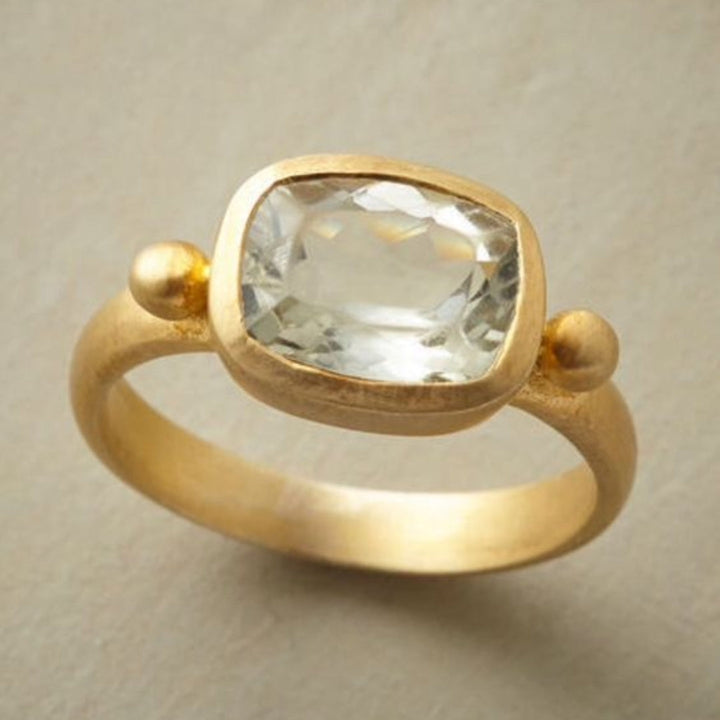 Margeret™ | White Glass Gold Ring