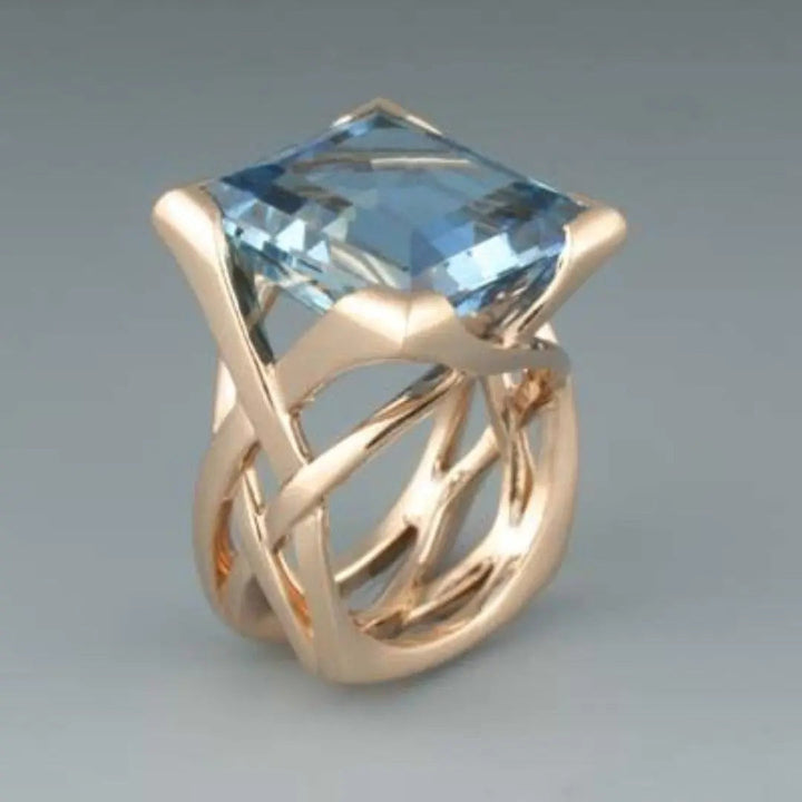 Margeret™ | Rose Gold Blue Zirconia Ring
