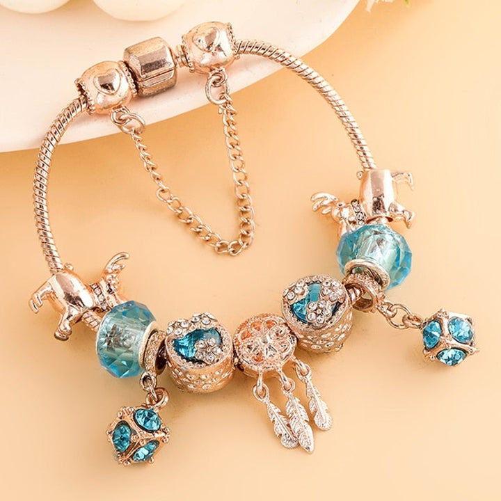 Margeret™ | Bracelet in Rose Silver and Blue Zirconias
