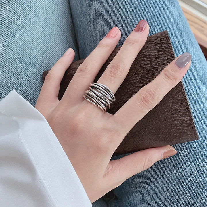 Margeret™ | Silver Adjustable Layered Ring