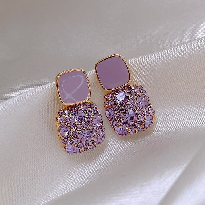 Margeret™ | Luxury Purple Earrings with Zirconia Inlay