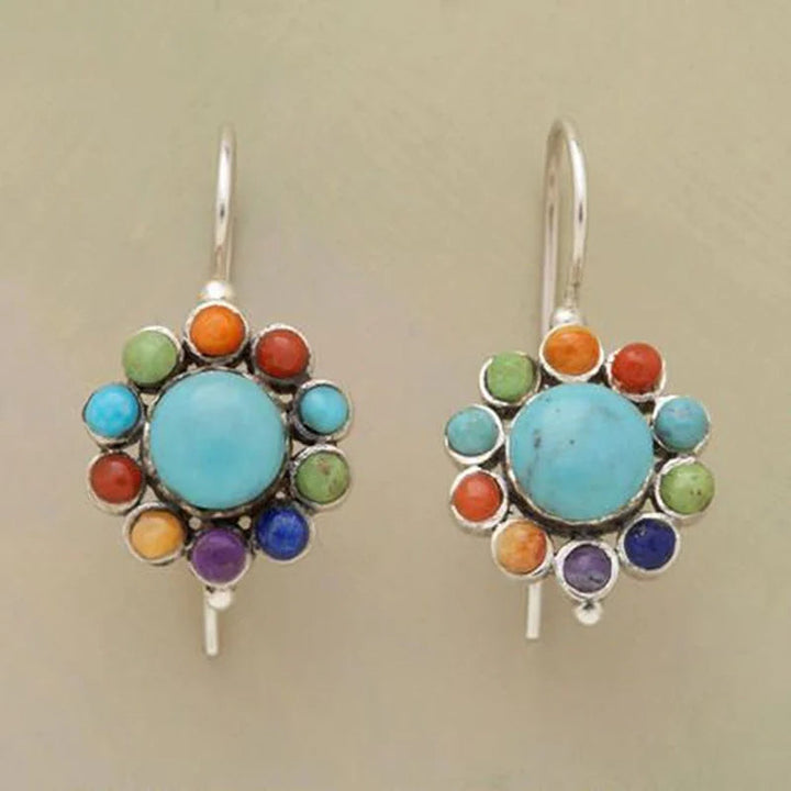 Margeret™ | Multicoloured Turquoise Round Earrings