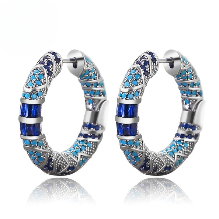 Margeret™ | Blue Zirconia Hoop Earrings