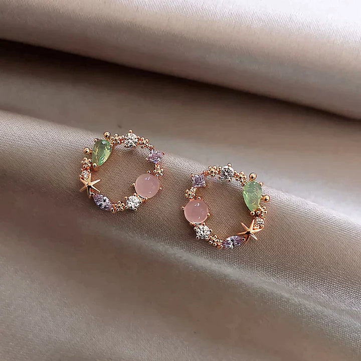 Margeret™ | Crystal Floral Earrings in Rose Gold