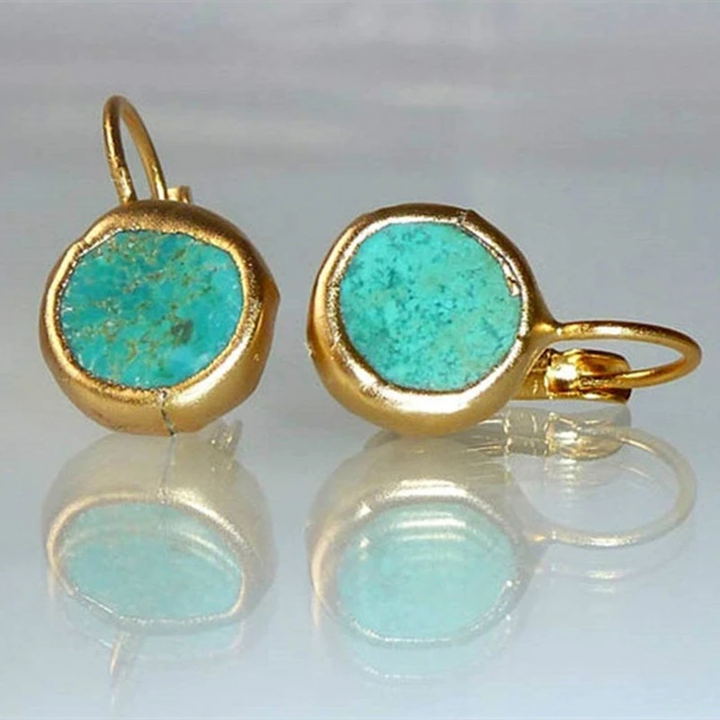 Margeret™ | Gold Earrings with Turquoise Stone