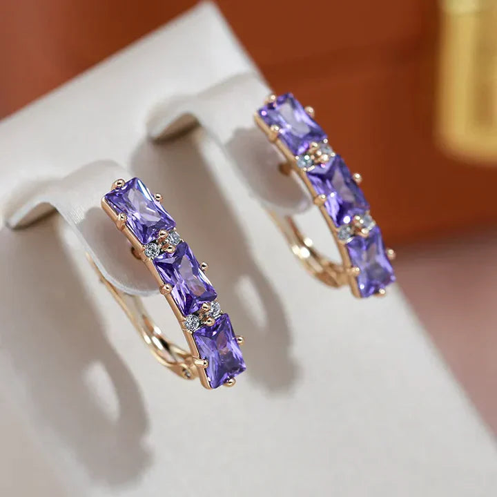 Margeret™ | Elegant Purple Zirconia Earrings