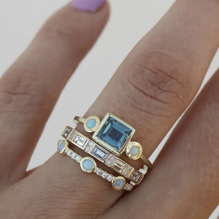 Margeret™ | Blue Crystal Ring Set