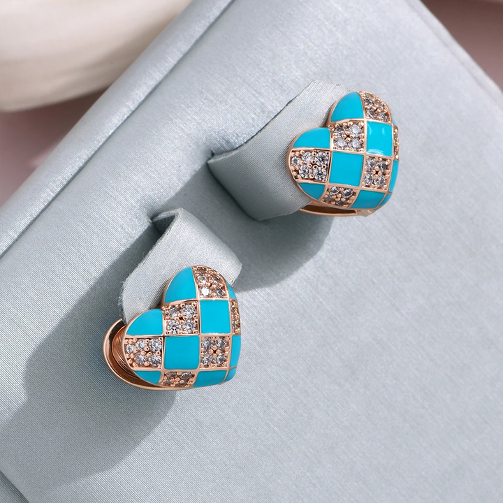 Margeret™ | Elegant Blue Enamel Heart Earrings