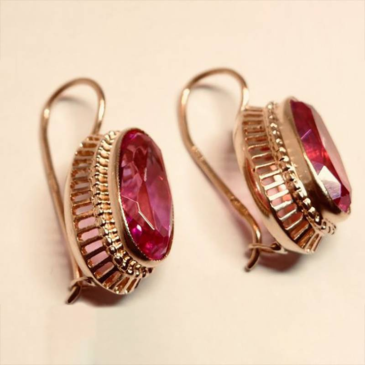 Margeret™ | Red Crystal Rose Gold Earrings