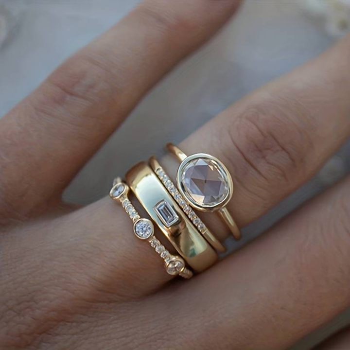 Margeret™ | Gold & Zirkonia Ring Set