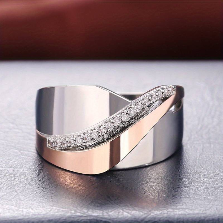 Margeret™ | Rose Gold & Silver Zirconia Ring