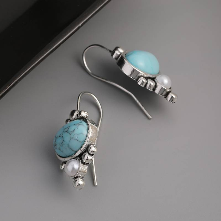 Margeret™ | Blue Sky Stone Pearl Earrings