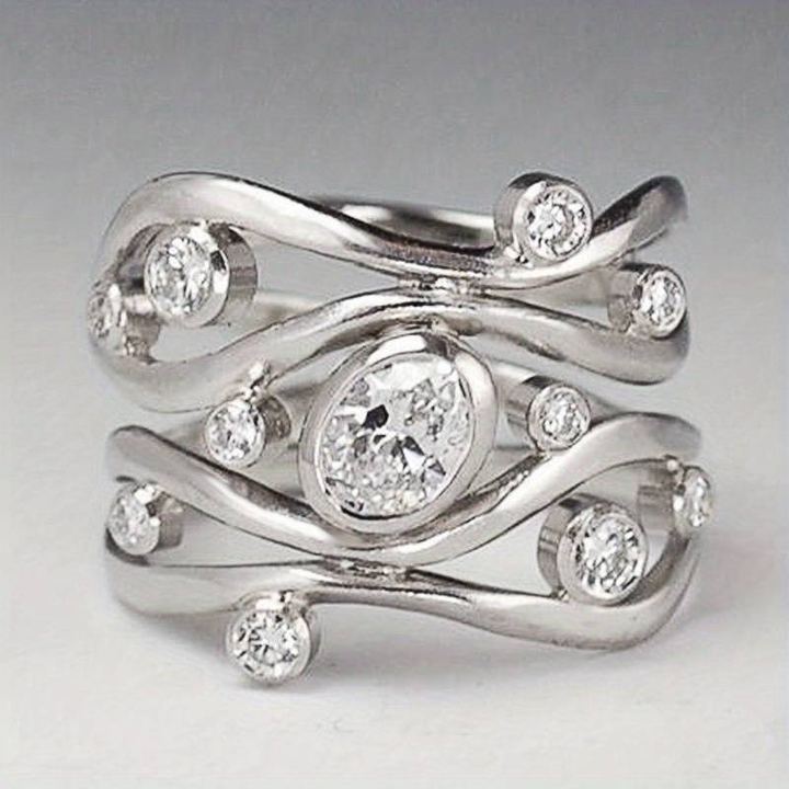 Margeret™ | Silver & Zirconia Irregular Ring