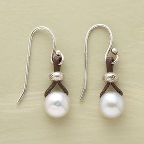 Margeret™ | Pearl Drop Leather Earrings