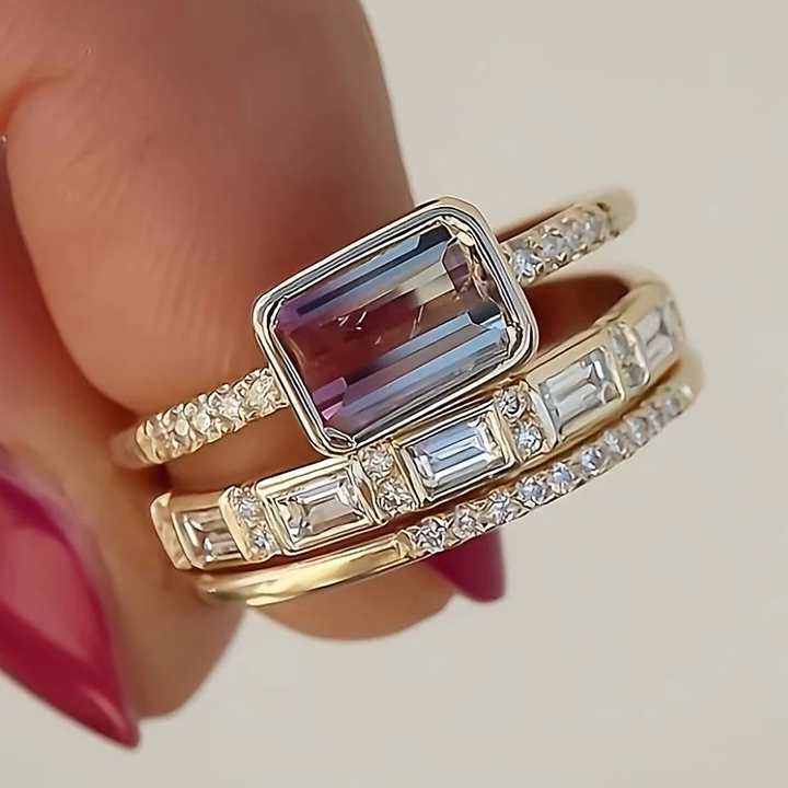 Margeret™ | Bright Glass Ring Set