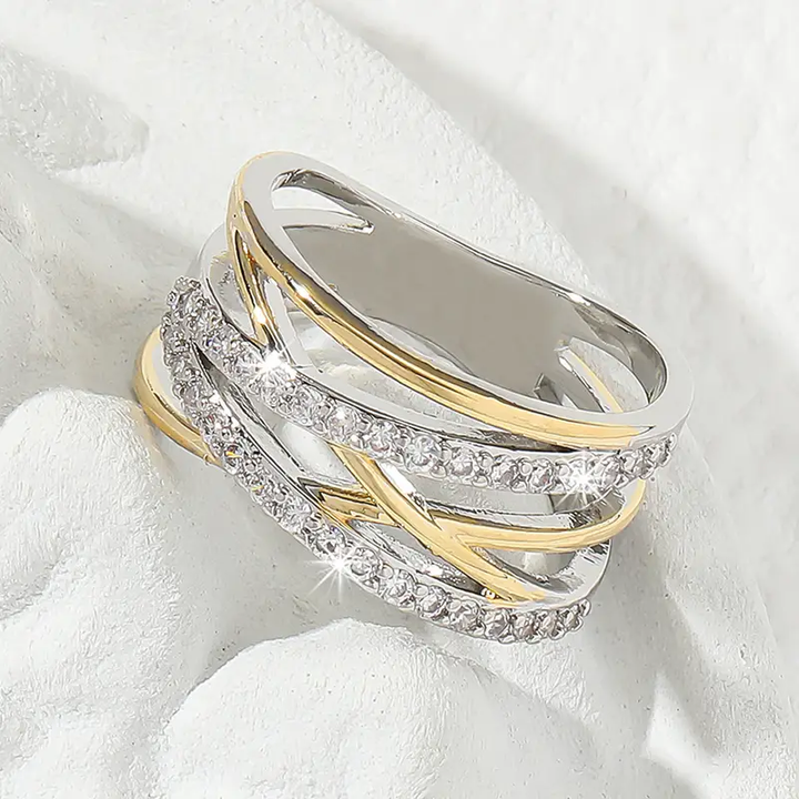 Margeret™ | Zirconia Gold & Silver Ring