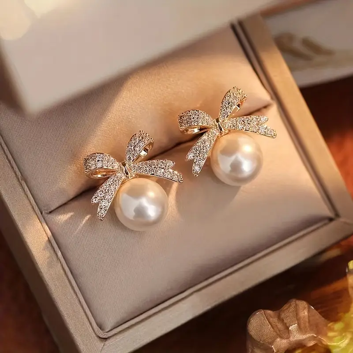 Margeret™ | Pearl Bright Bow Earrings