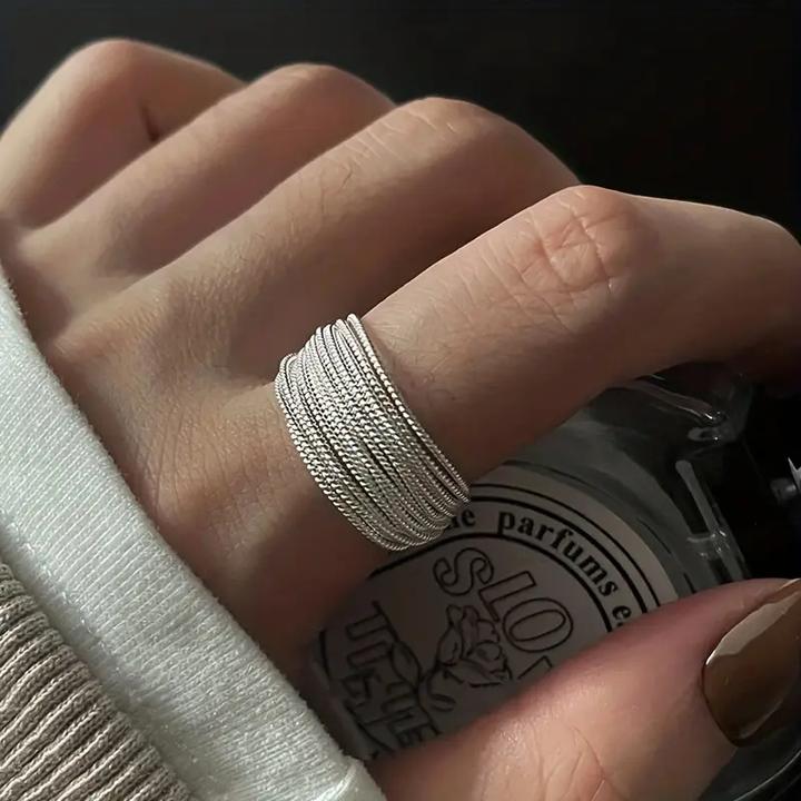 Margeret™ | Layered Bright Silver Ring
