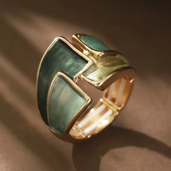 Margeret™ | Green Enamel Gold Ring