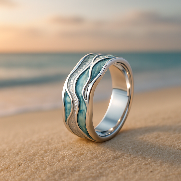 Margeret™ | Turquoise Silvered Waves Ring