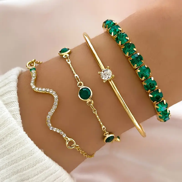 Margeret™ | Green Zirconia Bracelet Set