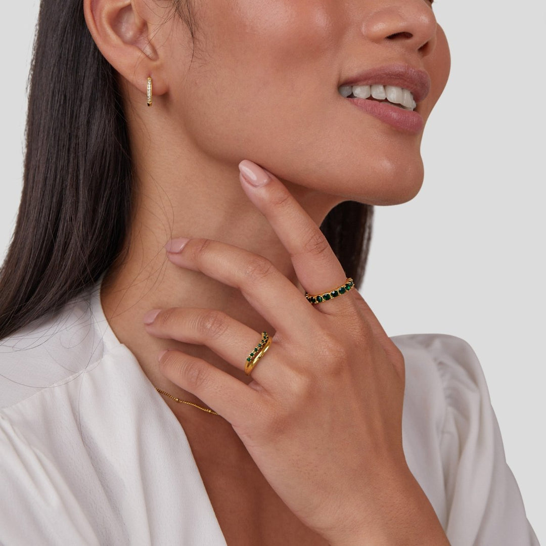 Margeret™ | Mary – Emerald Green Layered Ring