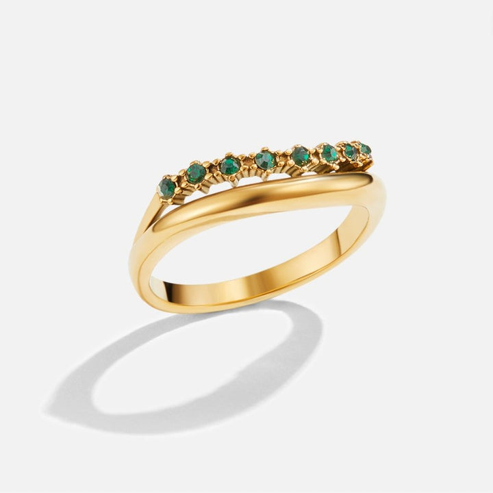 Margeret™ | Mary – Emerald Green Layered Ring