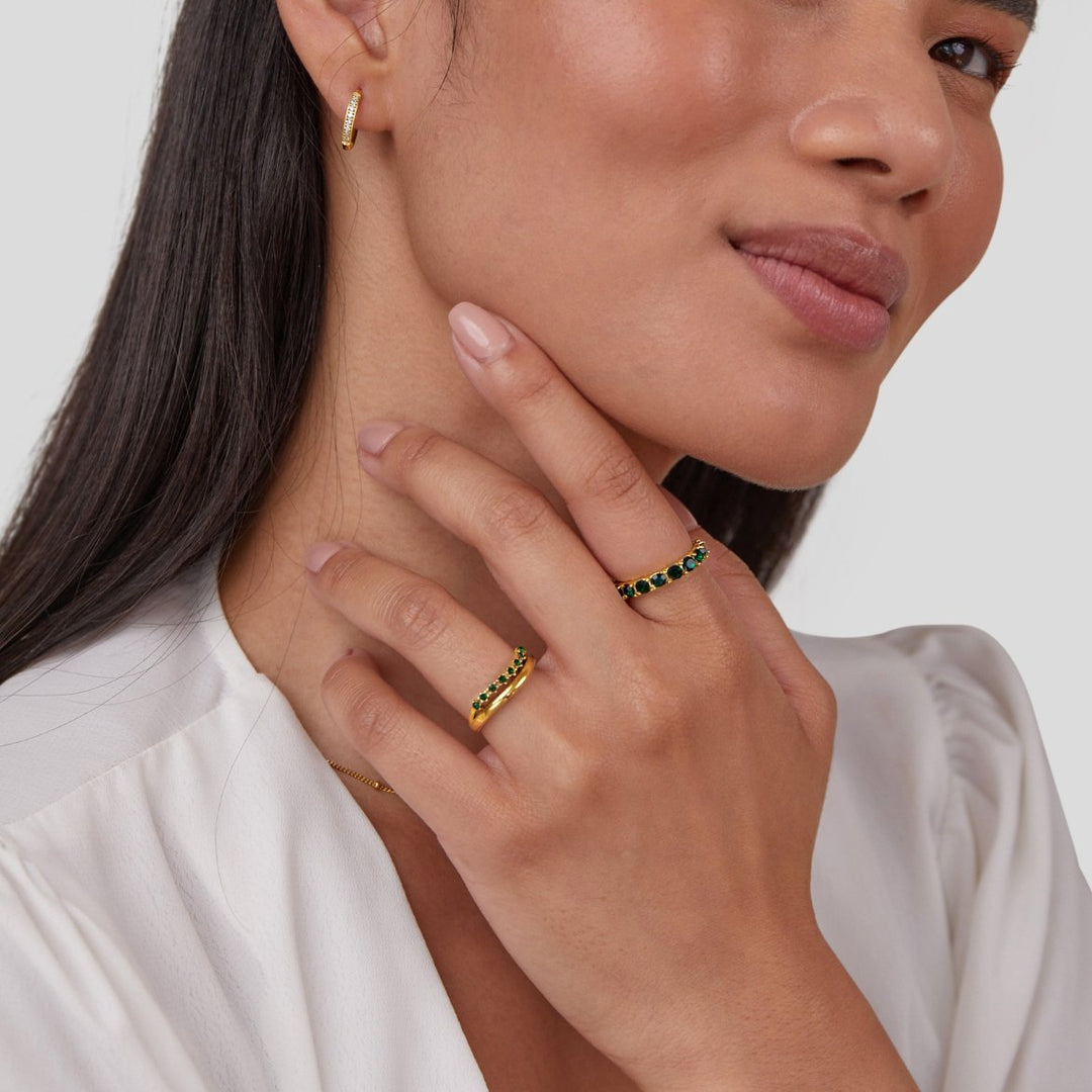 Margeret™ | Mary – Emerald Green Layered Ring