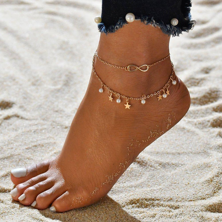 Margeret™ | Infinity Anklet Bracelet + Pearls and Stars