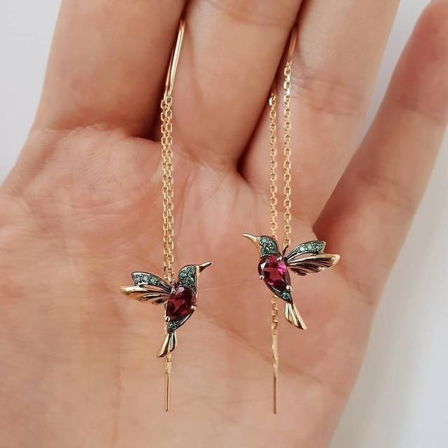 Margeret™ | Hummingbird Enamel and Zirconia Earrings