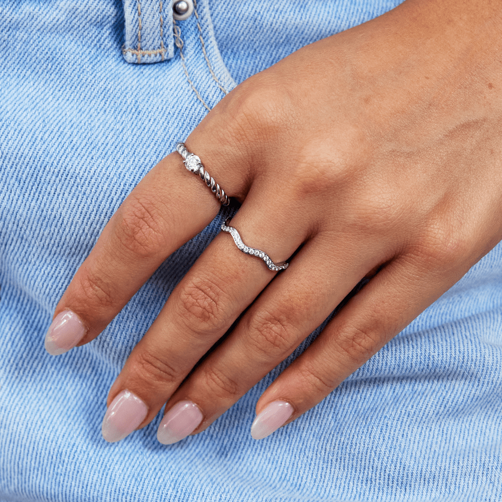 Margeret™ | Zenya Crystal & Silver Wave Ring