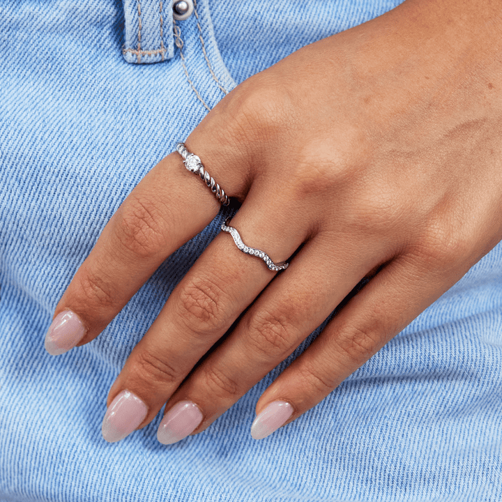 Margeret™ | Zenya Crystal & Silver Wave Ring
